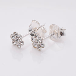 S859 - 925 silver CZ flower stud earrings