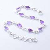 B054 - 925 silver amethyst tear drop bracelet