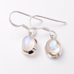 E802 - 925 silver oval rainbow moonstone earrings
