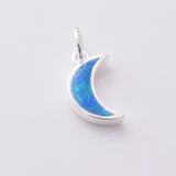 P1261 - 925 silver blue opal crescent moon pendant
