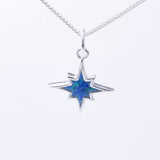 P1260 - 925 silver blue opal north star pendant