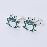 S1018 - 925 silver and enamel frog stud earrings