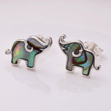 S934 - 925 silver & abalone elephant stud earrings