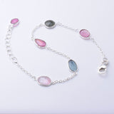 B075 - 925 silver and turmaline link bracelet