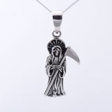 P1331 - 925 silver reaper and scythe pendant