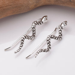 E878 - 925 silver snake threader earrings