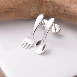 S800 - 925 silver fork and spoon stud earrings