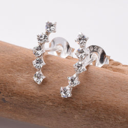 S871 - 925 silver and CZ climber stud earrings