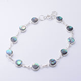 B060 - 925 silver abalone/MOP disc bracelet