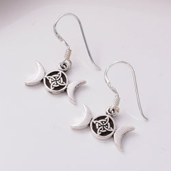 E795 - 925 silver triple moon knot earrings