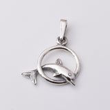 P1125 - 925 silver dolphin hoop pendant