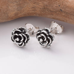 S808 - 925 silver rose stud earrings