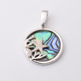 P1127 - 925 silver abalone sealife round pendant