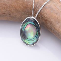 P1336 - 925 silver abalone oval pendant