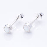 S1023 - 925 silver 4mm white round imm opal stud earrings