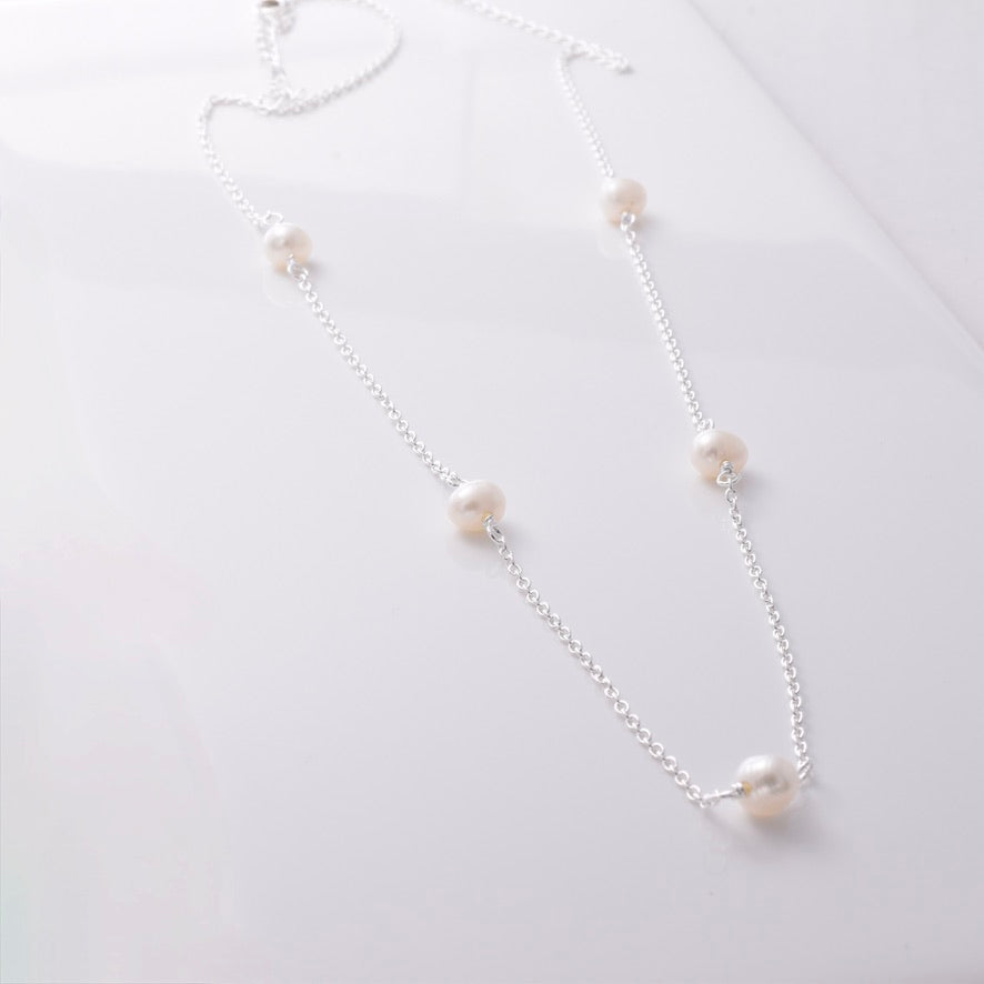 P970 - 925 silver freshwater pearl necklace