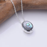 P1352 - 925 silver abalone oval necklace