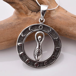 P1049 - 925 silver moonphase mother earth pendant