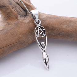 P1322 - 925 silver pentagram goddess pendant
