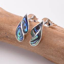 S832 - 925 silver abalone leaf stud earrings