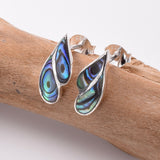 S832 - 925 silver abalone leaf stud earrings