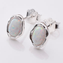 S853 - 925 silver imm white opal stud earrings