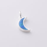 P1261 - 925 silver blue opal crescent moon pendant