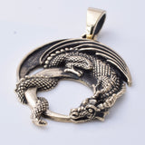 P1290 - Solid bronze curled dragon pendant