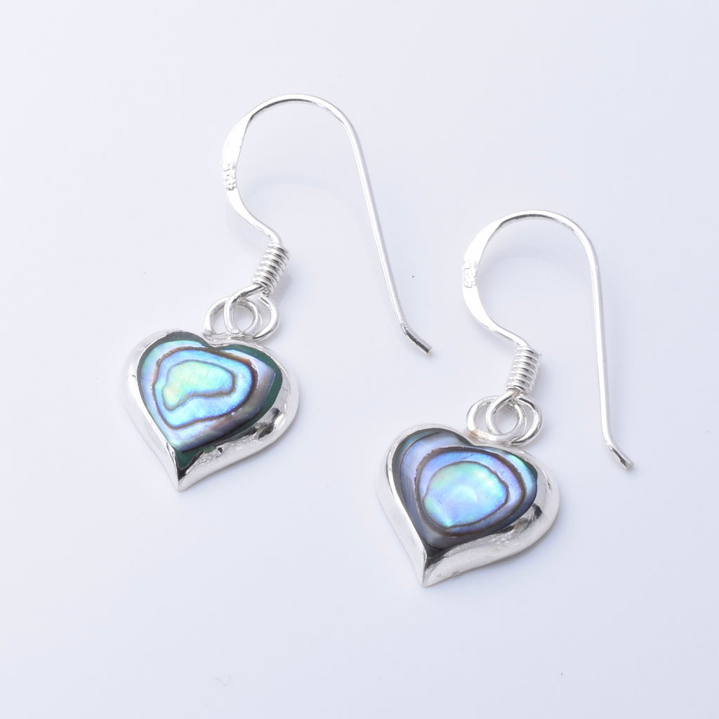 E918 - 925 silver abalone heart earrings