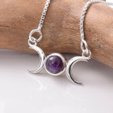 P1033 - 925 silver amethyst triple moon necklace