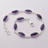 B040 - 925 silver and amethyst marquis cab bracele
