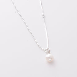 P1087 - 925 silver and pearl mixed chain necklace