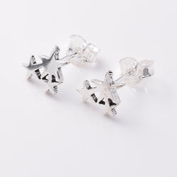 S820 - 925 silver triple star stud earrings