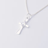 P1262 - 925 silver tiny cross with CZ stone pendant