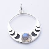 P1224 - 925 silver labradorite crescent pendant