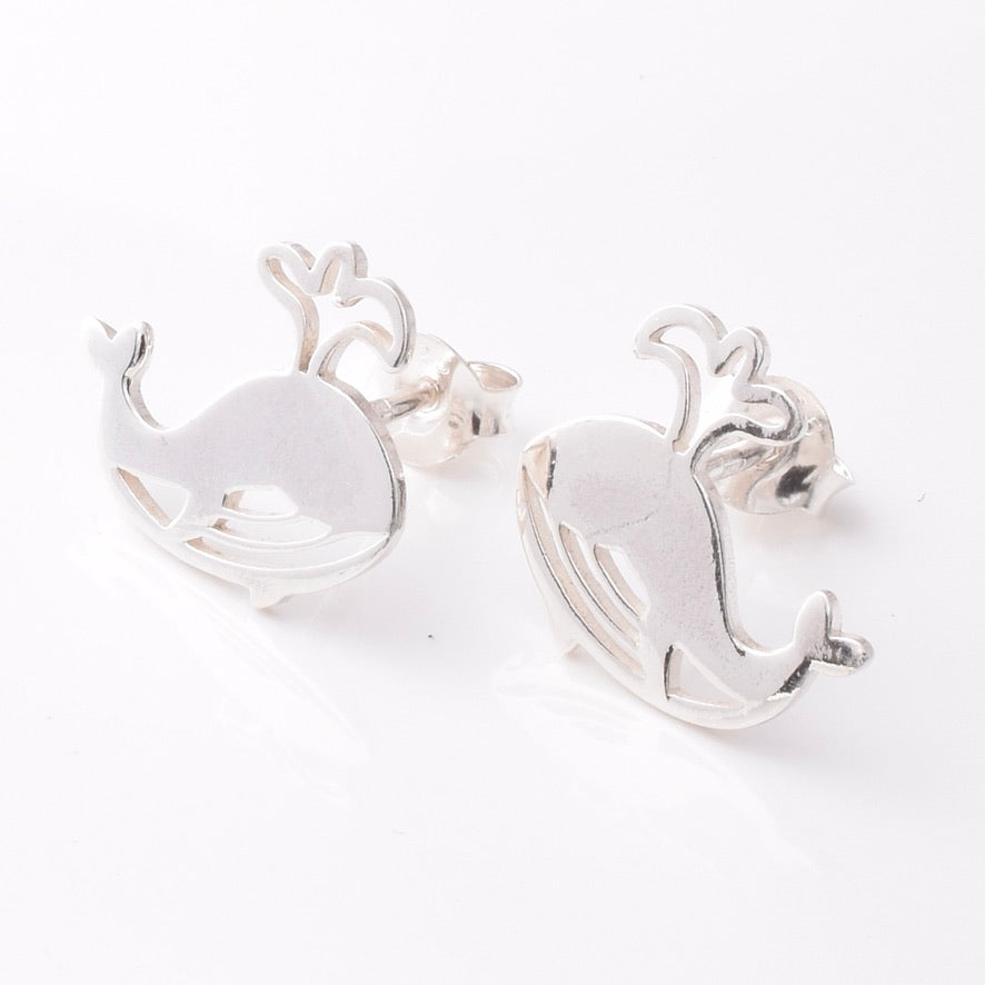 S975 - 925 silver spouting whale stud earrings