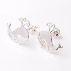 S975 - 925 silver spouting whale stud earrings