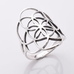 R296 925 silver seed of life ring