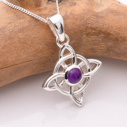 P1227 - 925 silver amethyst witches knot pendant