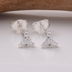 S921 - 925 silver 4mm CZ triangle stud earrings