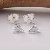 S921 - 925 silver 4mm CZ triangle stud earrings