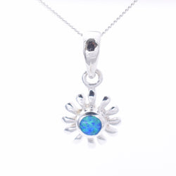 P1317 - 925 silver Imm blue opal daisy pendant