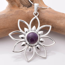 P1035 - 925 silver and amethyst mandala pendant