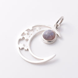 P1025 - 925 silver labradorite crescent pendant