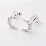 S949 - 925 silver CZ crescent stud earrings
