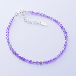 B073 - 925 silver and amethyst bead bracelet