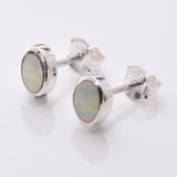 S866 - 925 silver white oval opal stud earrings