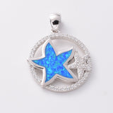 P989 - 925 silver lab opal starfish pendant