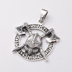P1055 - 925 silver viking crossed axes pendant