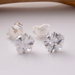 S919 - 925 silver 6mm flower CZ stud earrings